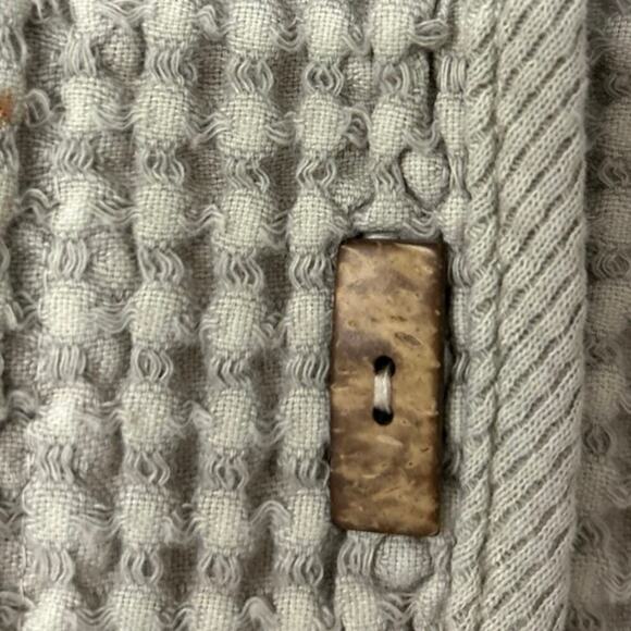 Focus Casual Life Gray Cotton Waffle Knit Embroidered Painted Cardigan Sweater S - Picture 8 of 12